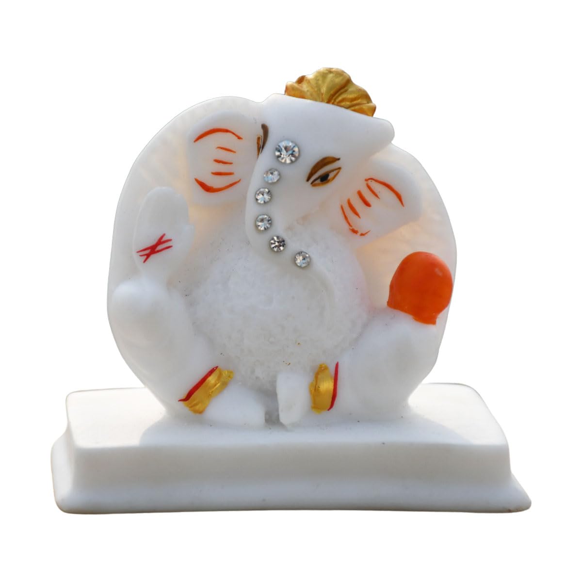 Saugat Traders Ganesh Idol For Card Dashboard - White Ganesha Statue - Small Ganesh Idol Murti Ganesh Ji For Good Luck Gifts